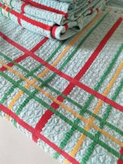 Ensemble nappe et 11 serviettes coton damassé vintage