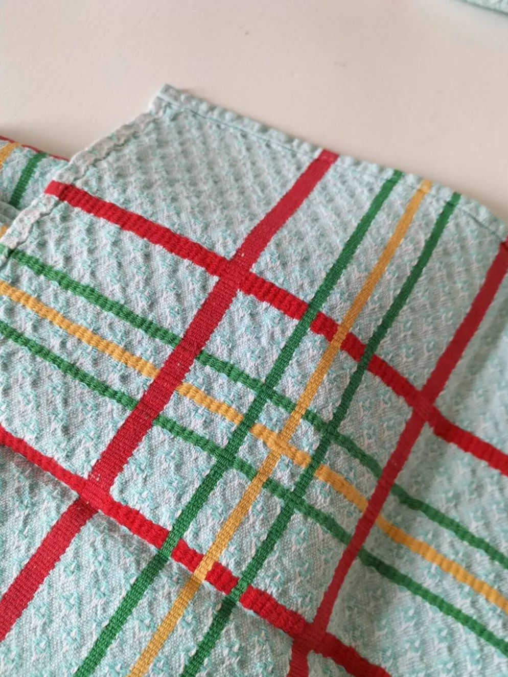 Ensemble nappe et 11 serviettes coton damassé vintage