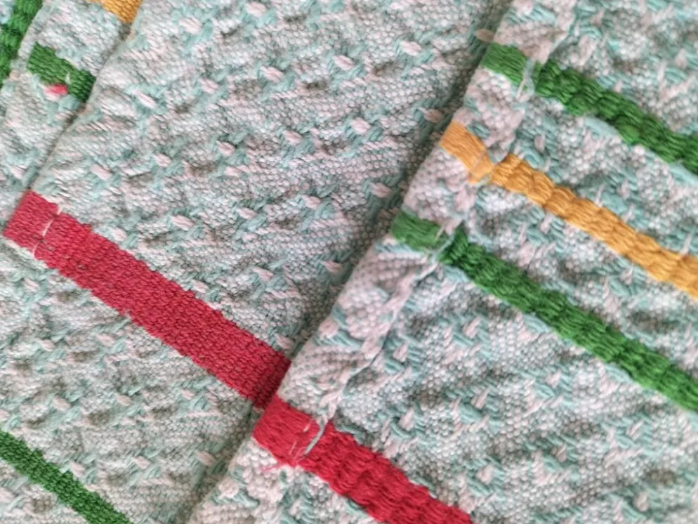 Ensemble nappe et 11 serviettes coton damassé vintage