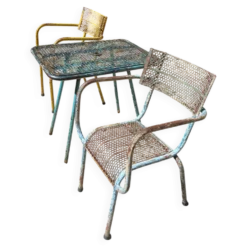 Ensemble René Malaval modèle Radar – table - 2 fauteuils – années 1950