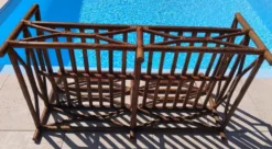 Ensemble salon de jardin une Banquette et un Fauteuil en bois Vintage