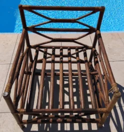 Ensemble salon de jardin une Banquette et un Fauteuil en bois Vintage
