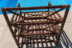 Ensemble salon de jardin une Banquette et un Fauteuil en bois Vintage
