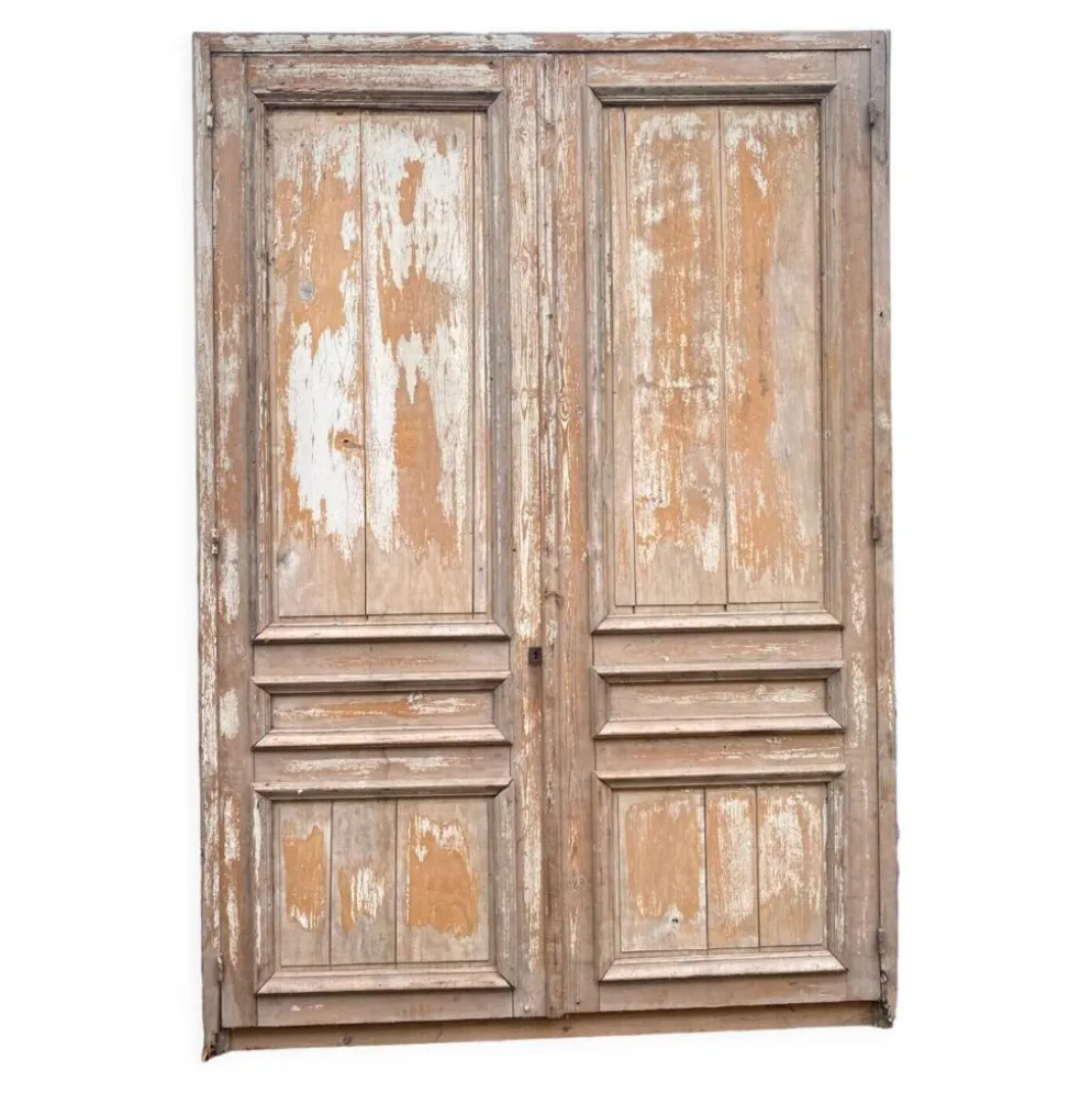 Façade de placard à double portes en sapin massif XXsiècle
