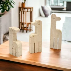 Famille de 3 girafes en travertin par Fratelli Mannelli