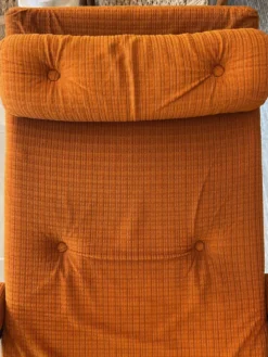 Fauteil relax Lama 1970 chaise longue velour orange