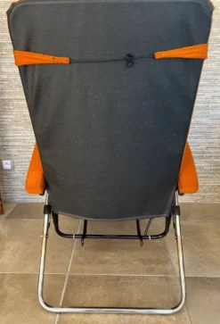 Fauteil relax Lama 1970 chaise longue velour orange