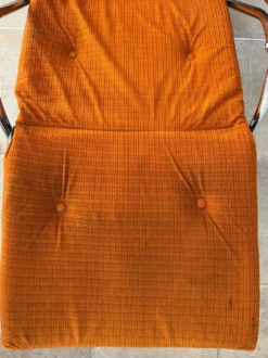 Fauteil relax Lama 1970 chaise longue velour orange