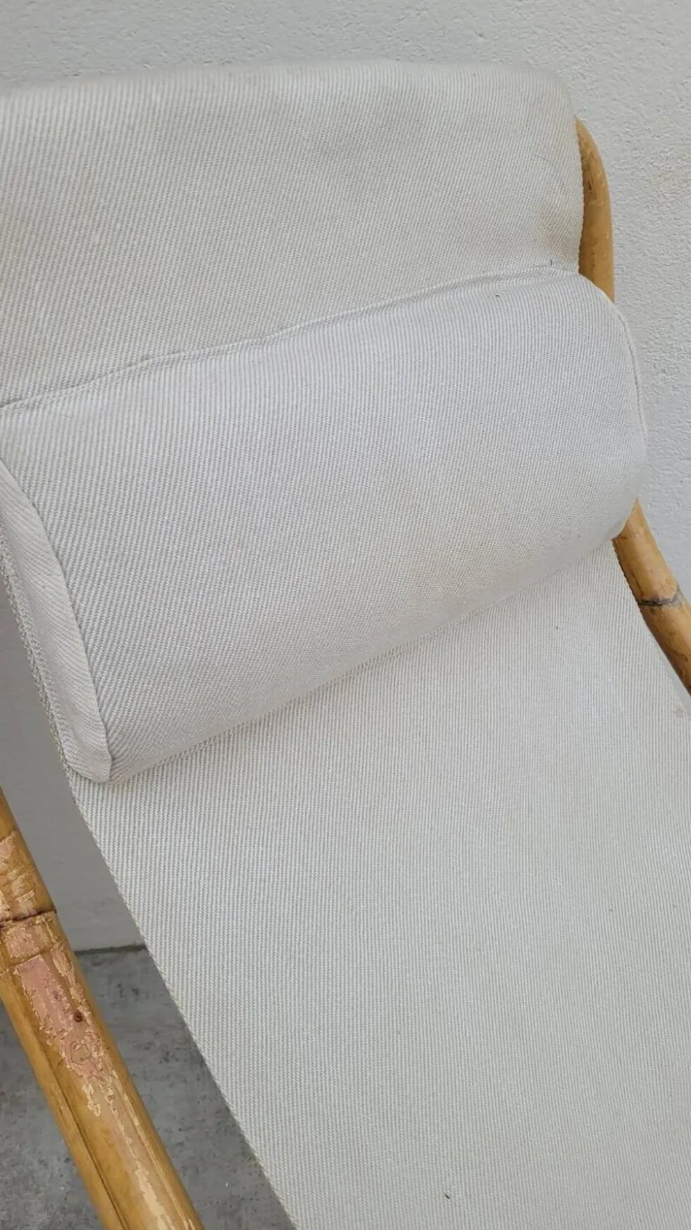 Fauteuil chaise longue transat vintage en bambou 1950s Italy