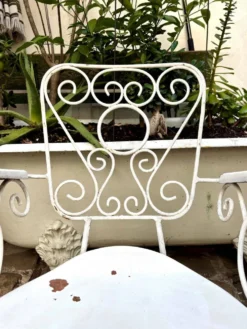 Fauteuil de jardin en fonte de fer blanche n°2