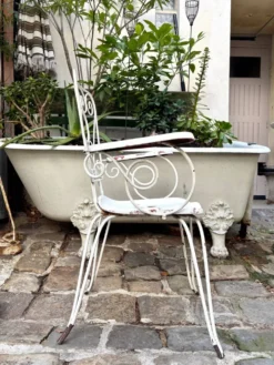 Fauteuil de jardin en fonte de fer blanche n°1