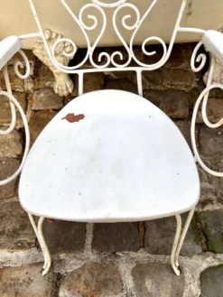 Fauteuil de jardin en fonte de fer blanche n°3