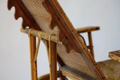 Fauteuil inclinable vintage en rotin et bambou, Côte d'Azur française, anné