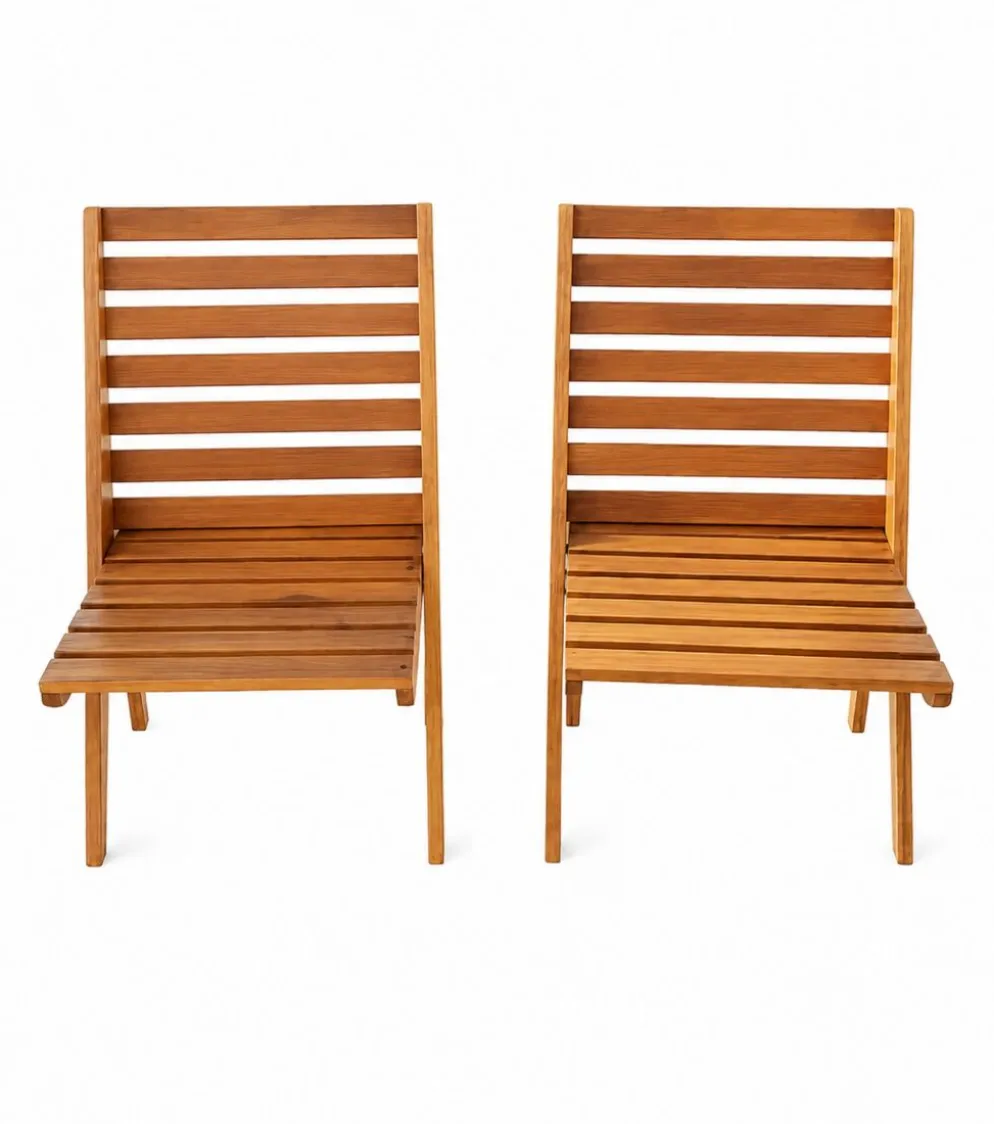 2 fauteuils de jardin ciseaux pliants en bois vintage