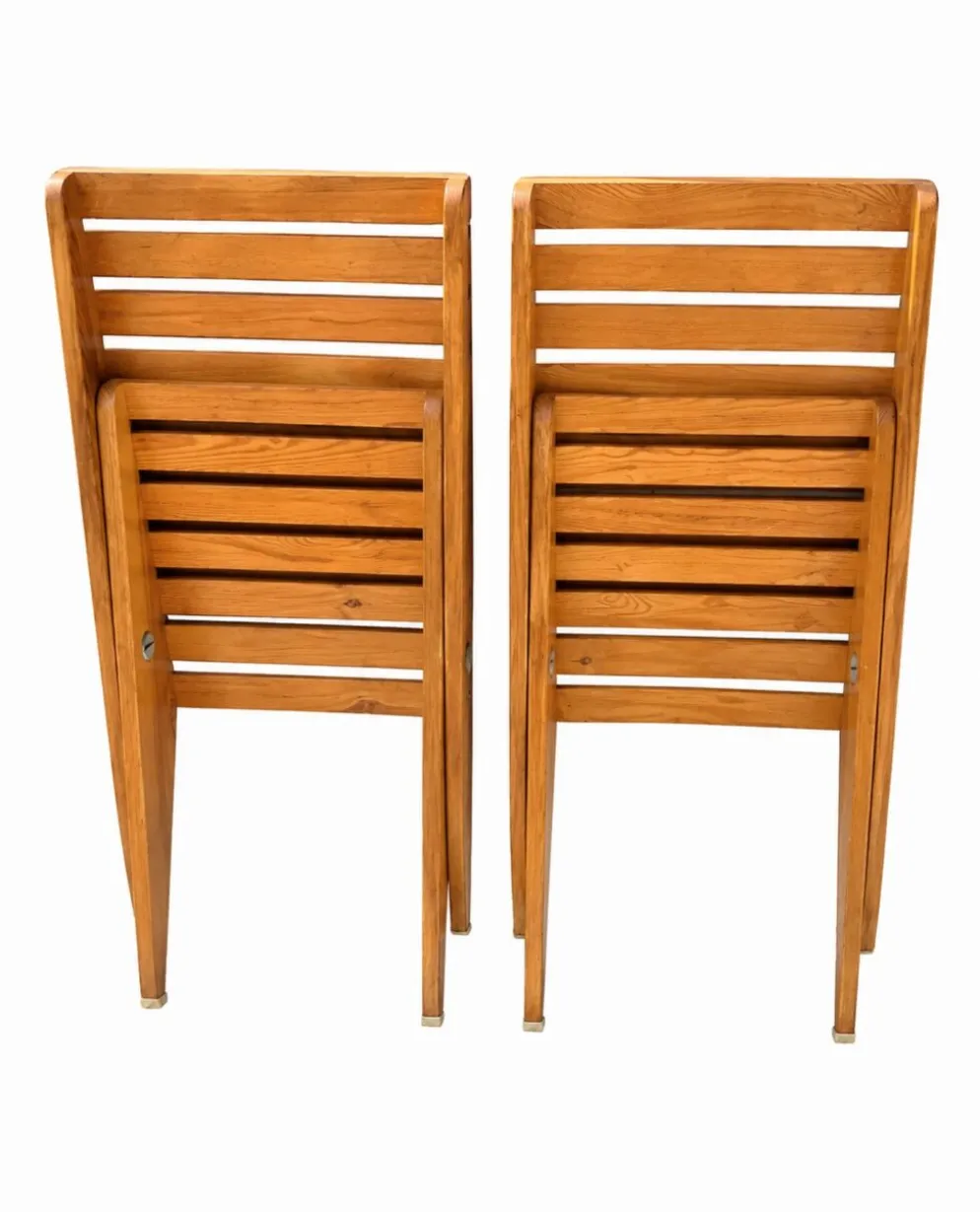 2 fauteuils de jardin ciseaux pliants en bois vintage