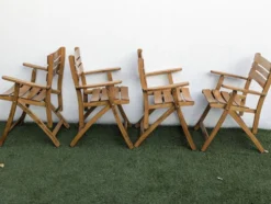 4 fauteuils de jardin pliants vintage – travail français 1970-80