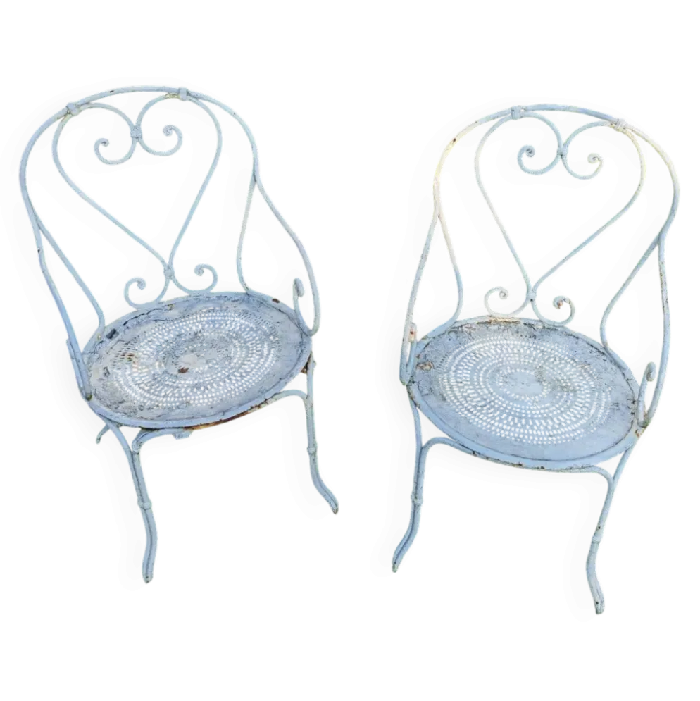 2 fauteuils en fer forgé anciens