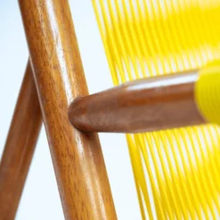 2 fauteuils spaghetti jaunes en hêtre, années 1960