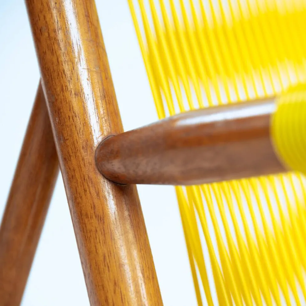 2 fauteuils spaghetti jaunes en hêtre, années 1960