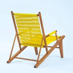 2 fauteuils spaghetti jaunes en hêtre, années 1960