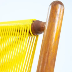 2 fauteuils spaghetti jaunes en hêtre, années 1960