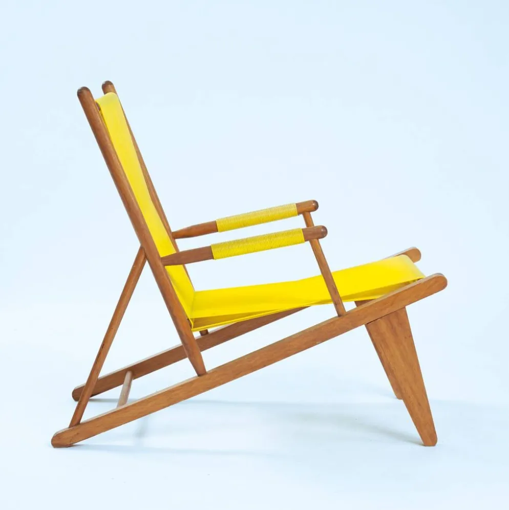 2 fauteuils spaghetti jaunes en hêtre, années 1960