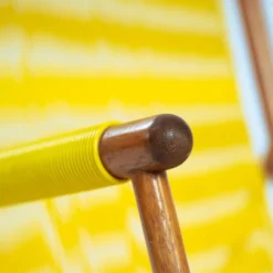2 fauteuils spaghetti jaunes en hêtre, années 1960
