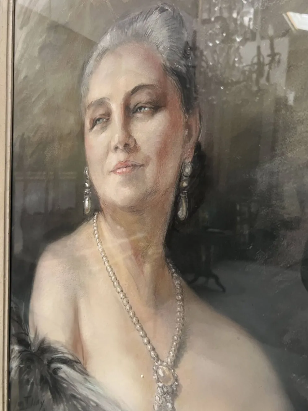 " femme aux épaules dénudées par yves diey " portrait en bustre