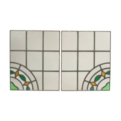 Fenêtre en vitrail florale Art Déco colorée 51x42cm