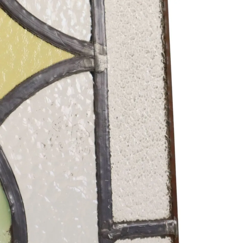 Fenêtre en vitrail géométrique Art Déco 51x24cm
