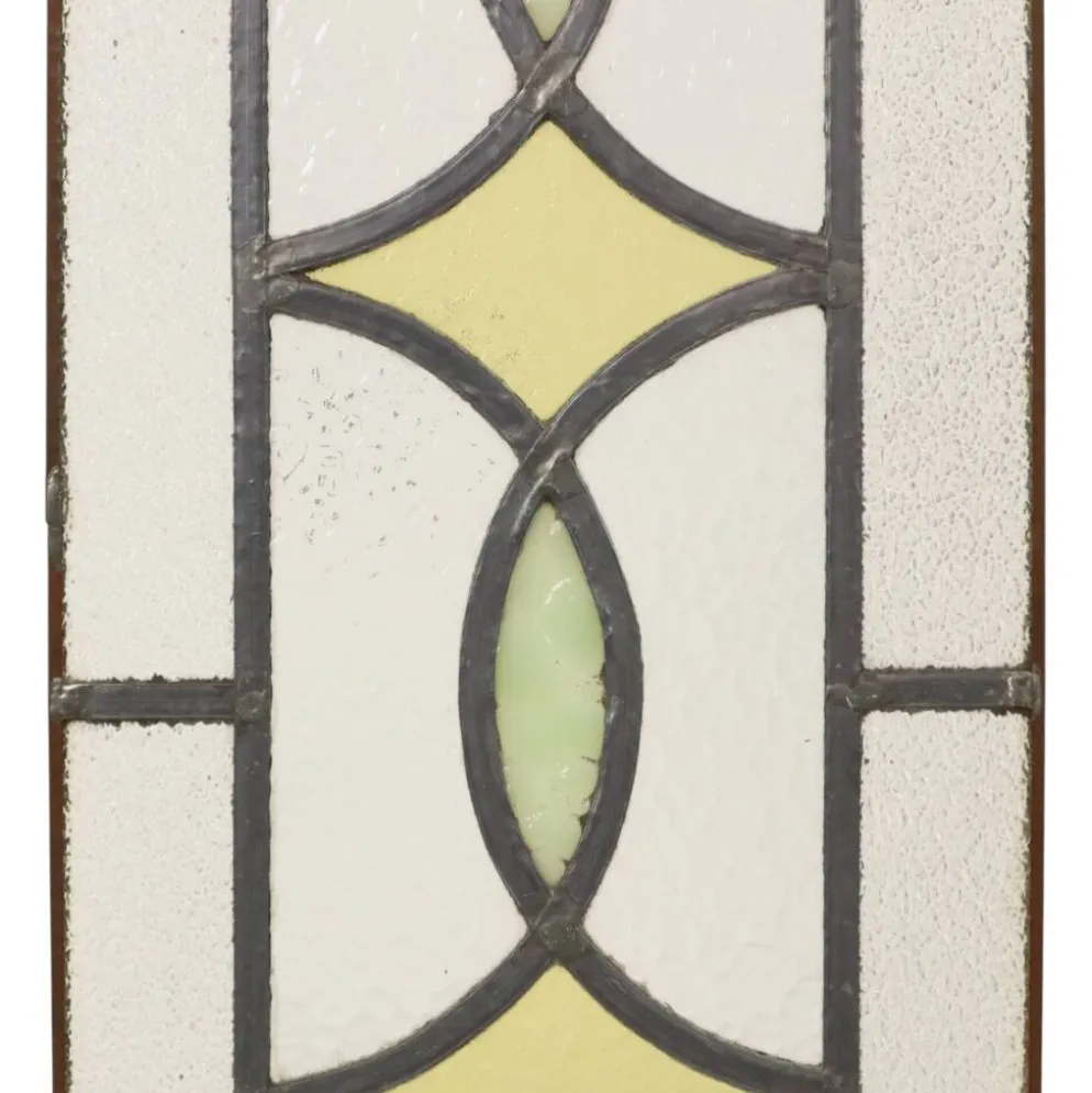 Fenêtre en vitrail géométrique Art Déco 51x24cm