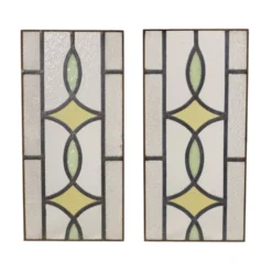 Fenêtre en vitrail géométrique Art Déco 51x24cm