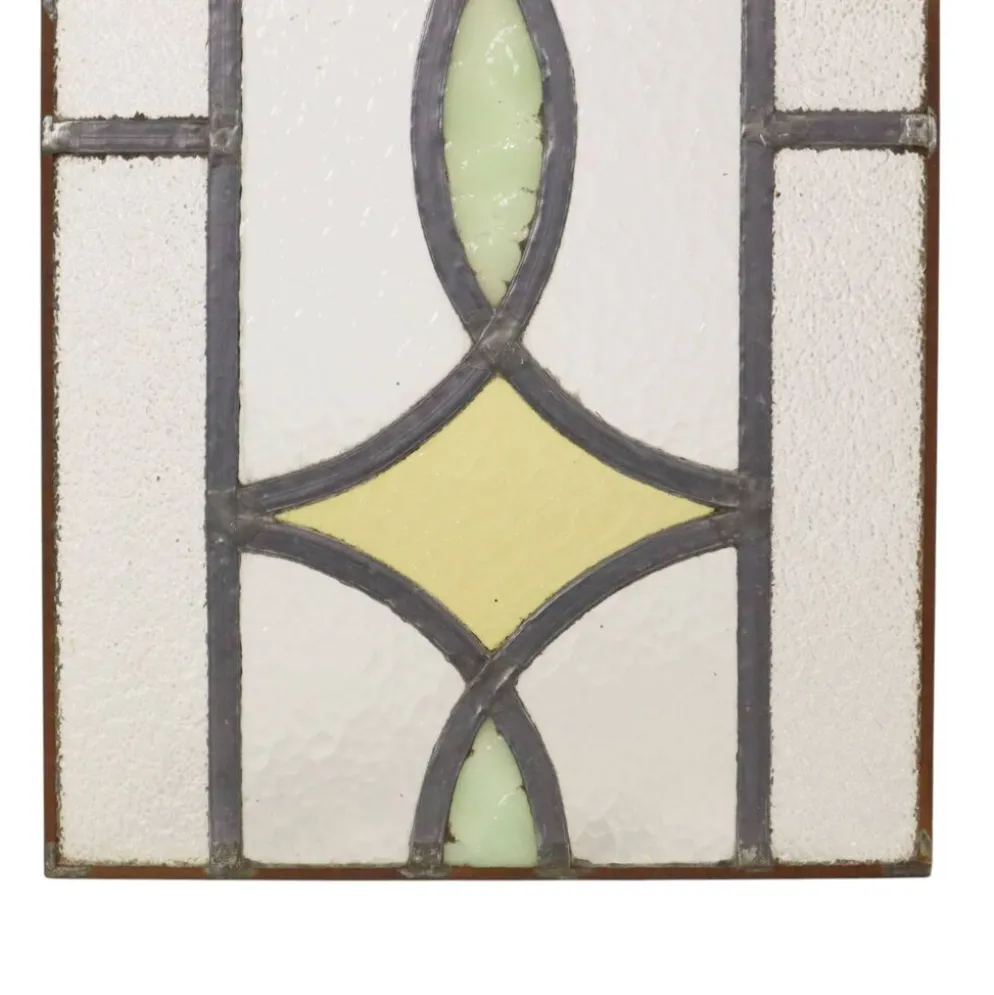 Fenêtre en vitrail géométrique Art Déco 51x24cm