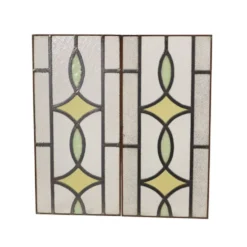 Fenêtre en vitrail géométrique Art Déco 51x24cm