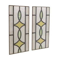 Fenêtre en vitrail géométrique Art Déco 51x24cm