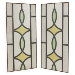 Fenêtre en vitrail géométrique Art Déco 51x24cm