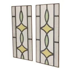 Fenêtre en vitrail géométrique Art Déco 51x24cm