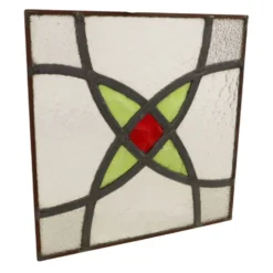Fenêtre en vitrail géométrique Art Déco 25x25cm