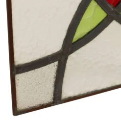 Fenêtre en vitrail géométrique Art Déco 25x25cm