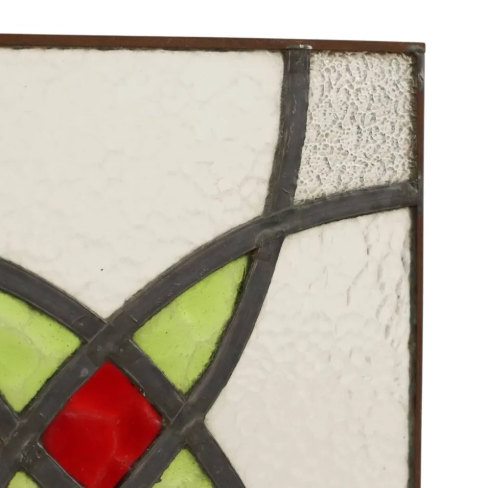 Fenêtre en vitrail géométrique Art Déco 25x25cm