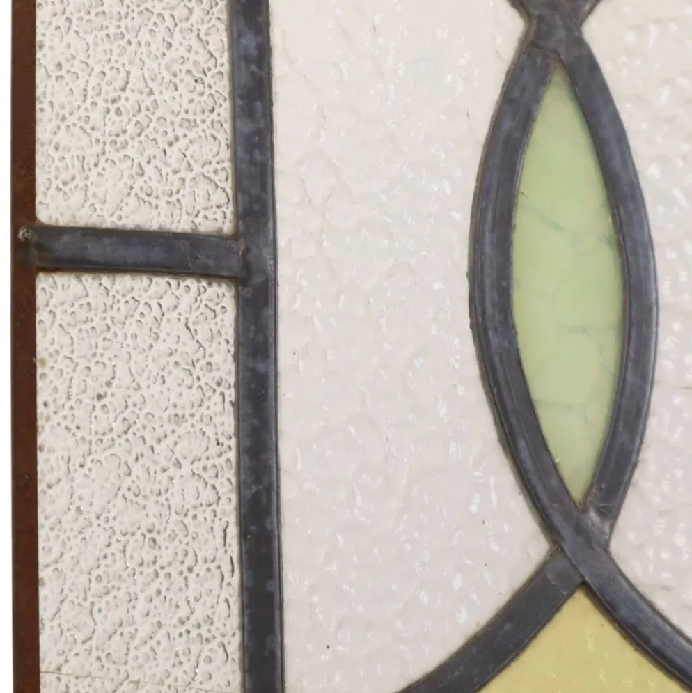 Fenêtre en vitrail géométrique Art Déco 85x24cm