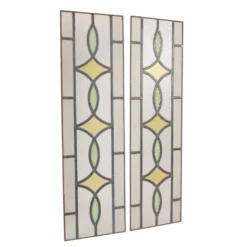 Fenêtre en vitrail géométrique Art Déco 85x24cm