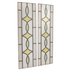 Fenêtre en vitrail géométrique Art Déco 85x24cm