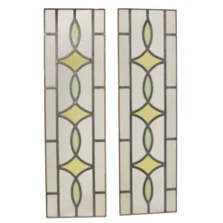 Fenêtre en vitrail géométrique Art Déco 85x24cm