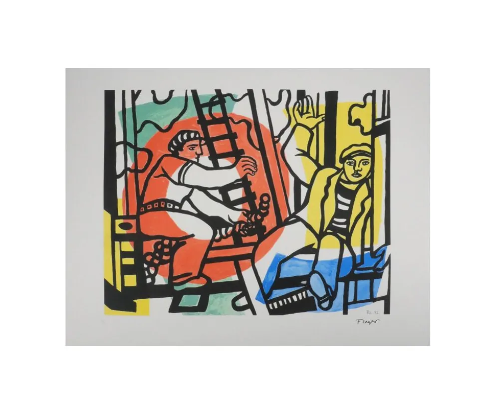 Fernand leger : les constructeurs, lithographie signée