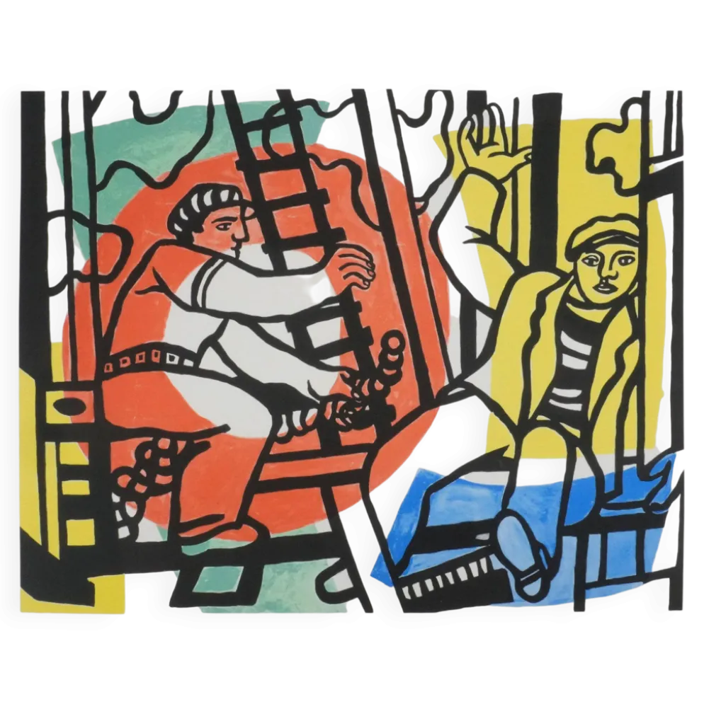 Fernand leger : les constructeurs, lithographie signée