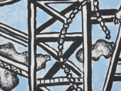 Fernand leger : les constructeurs (bleu), lithographie signée