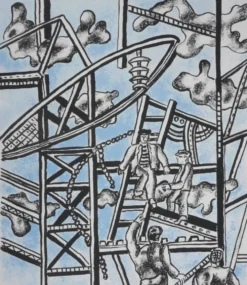 Fernand leger : les constructeurs (bleu), lithographie signée