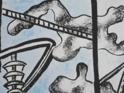 Fernand leger : les constructeurs (bleu), lithographie signée
