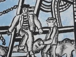 Fernand leger : les constructeurs (bleu), lithographie signée